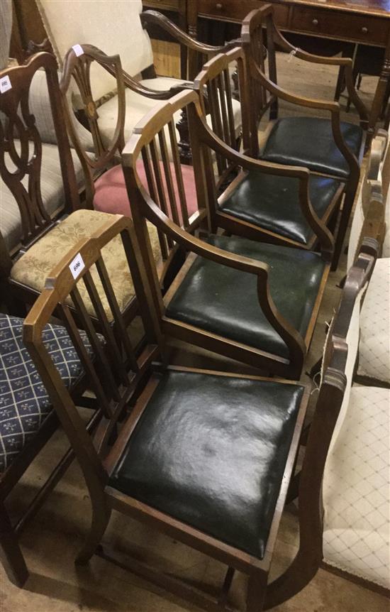 Set of 4 Sheraton style mahogany dining chairs (2+2)